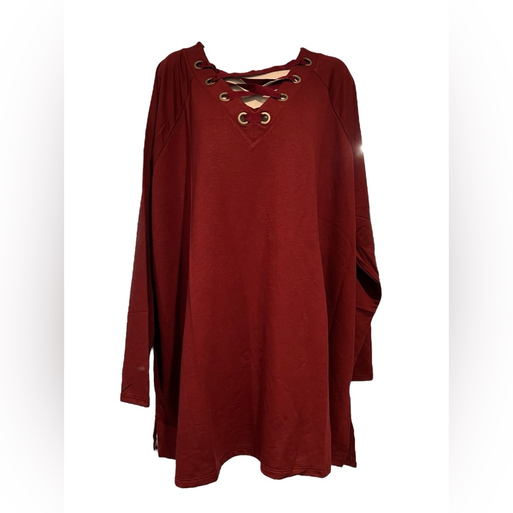 AVE Leisure Women's Pullover Burgundy Long Sleeve Top